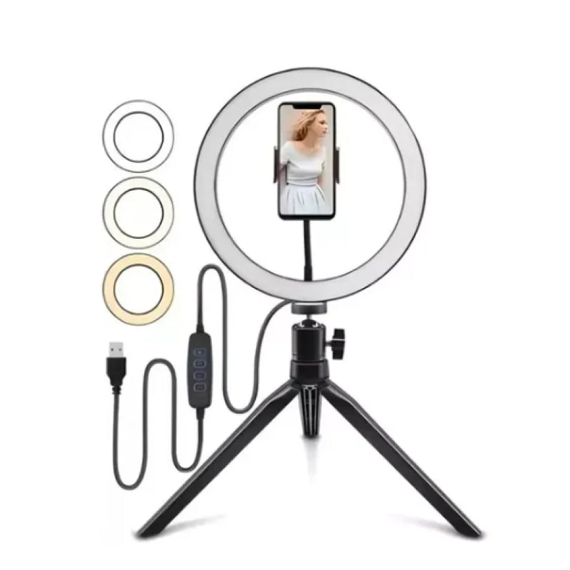 Ring Light 8" com Tripé e Suporte para Celular | Hey Sister