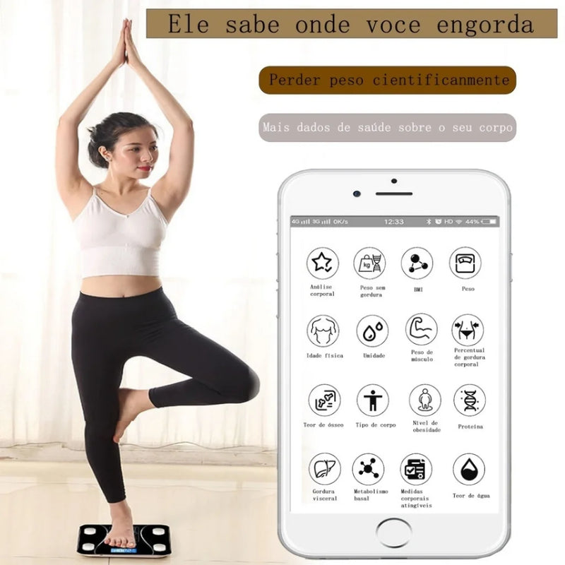 Balança Digital Inteligente com Bioimpedância e Conexão Bluetooth | Hey Sister
